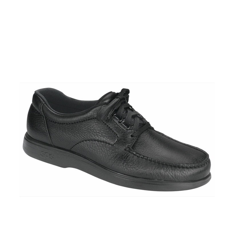 Allen's Bootery black leather lace-up loafer with moccasin construction and cushioned sole for all-day comfort.