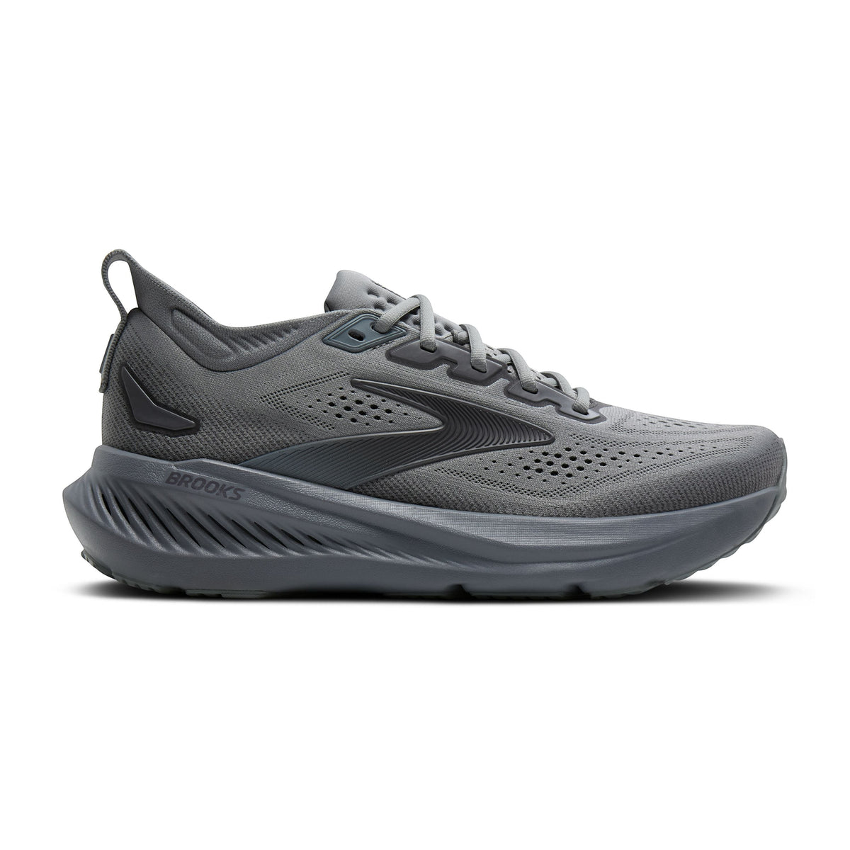 Allen's Bootery Brooks Glycerin 23 men's neutral road running shoe in grey with plush cushioning and mesh upper.