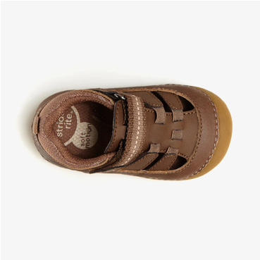 Allen's Bootery Stride Rite Sonny brown leather toddler sneaker sandal with hook-and-loop closure and memory foam