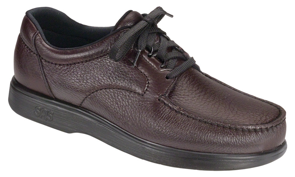 Allen's Bootery Bout Time cordovan brown leather lace-up loafer with moccasin construction and flexible sole