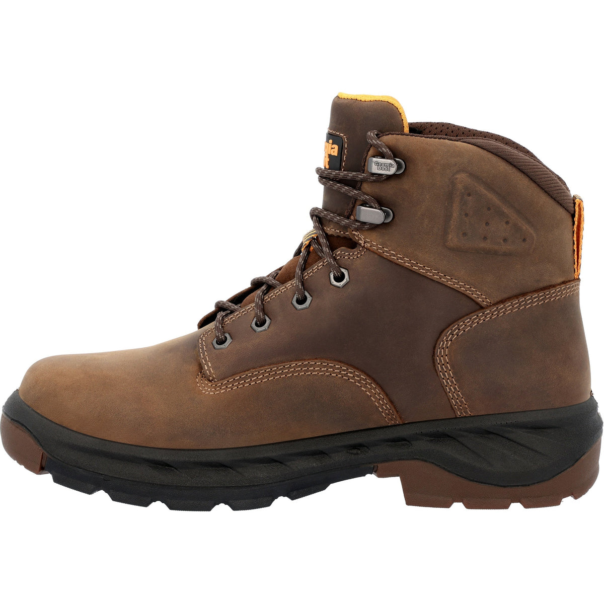 Allen's Bootery Georgia Boot men's brown waterproof work boot with alloy toe and durable rubber outsole