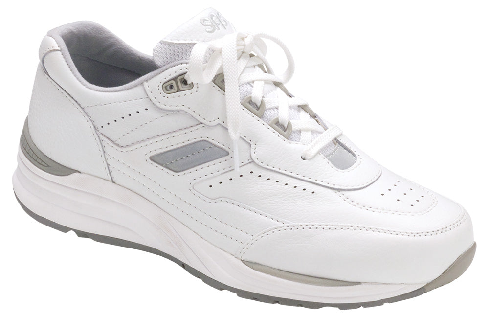 Allen's Bootery Journey white leather men's active shoe with cushioned footbed and flexible gripped outsole