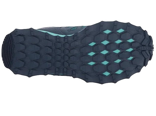 Allen's Bootery navy and turquoise Peregrine Shield sneaker showing the durable non-marking rubber tread outsole