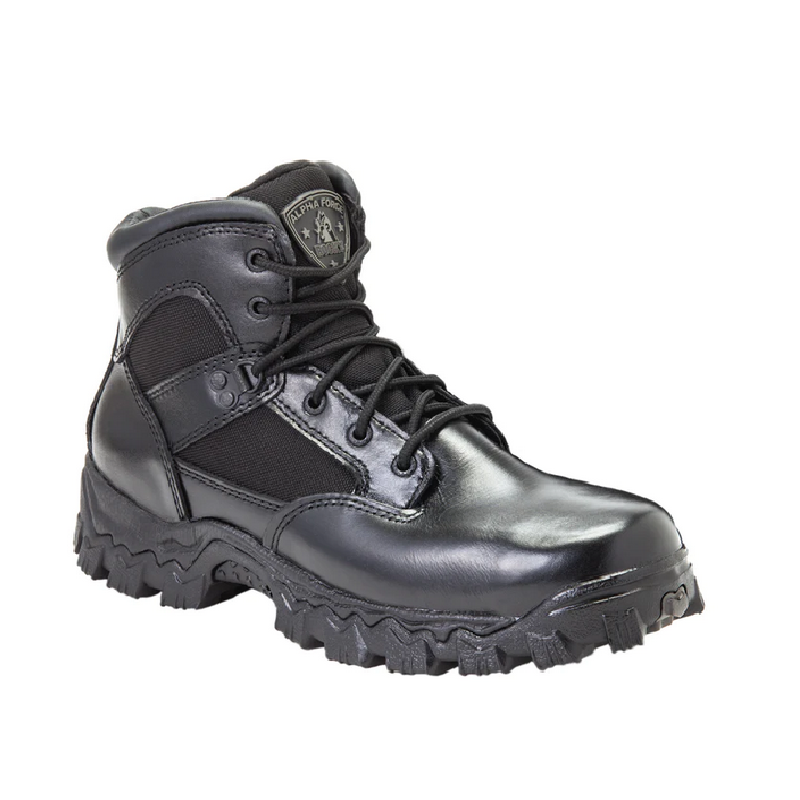 Allen's Bootery Rocky Alpha Force black leather and nylon waterproof composite toe tactical work boot