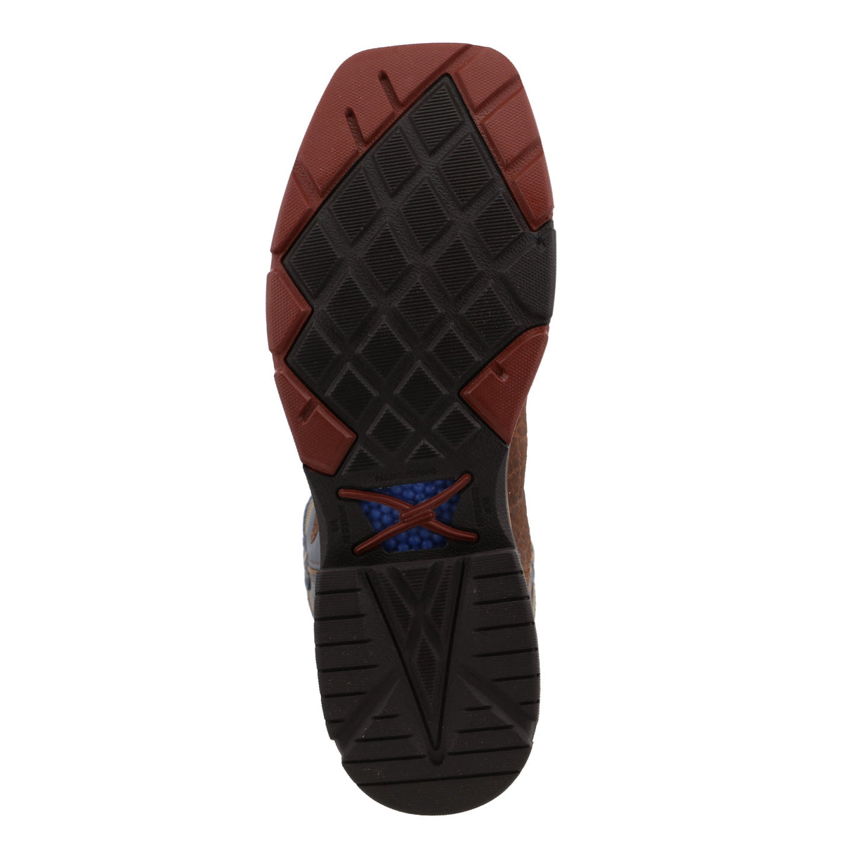Allen's Bootery Twisted X men's western work boot showing the oil and slip-resistant rubber outsole with CellStretch