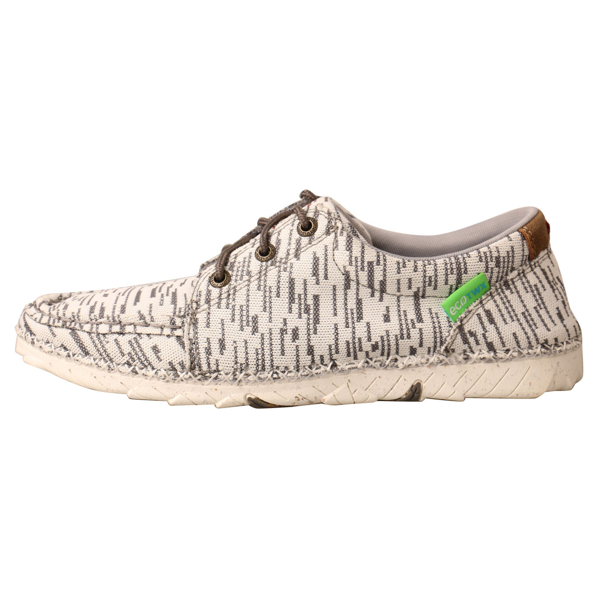 Allen's Bootery Twisted X Zero-X white and grey eco-friendly casual shoe with bamboo laces and rice husk outsole.
