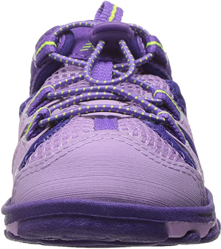 Allen's Bootery Big Kid's Adirondack closed-toe sandal in purple and lilac with a bungee lace system