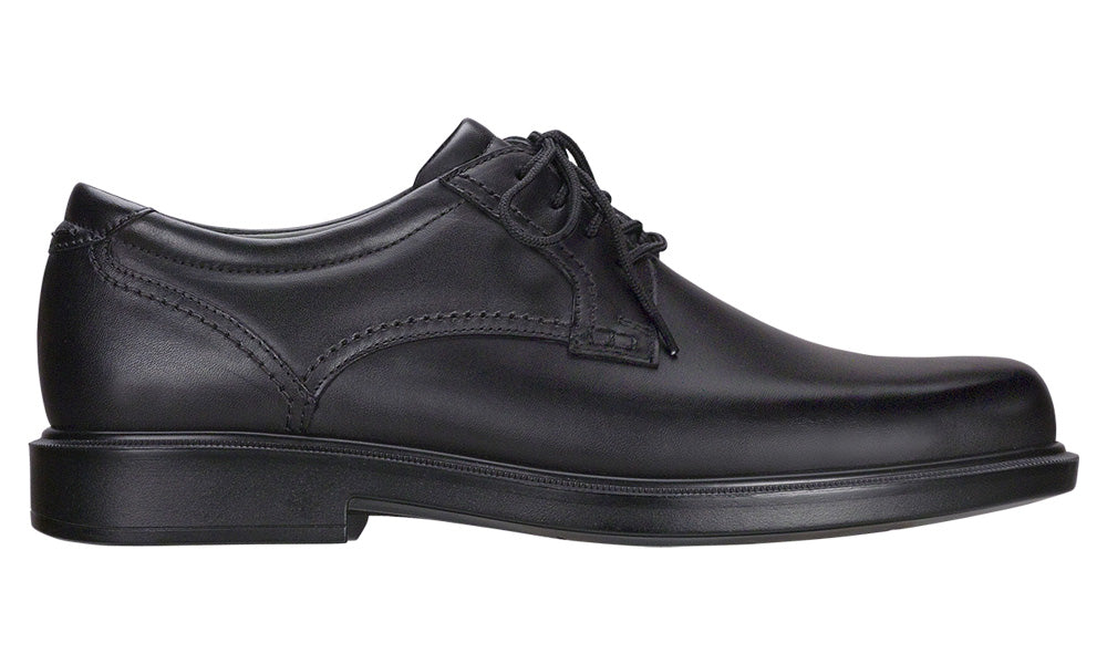 Allen's Bootery Ambassador black leather dress shoe with lace-up closure and cushioned sole for diabetic comfort
