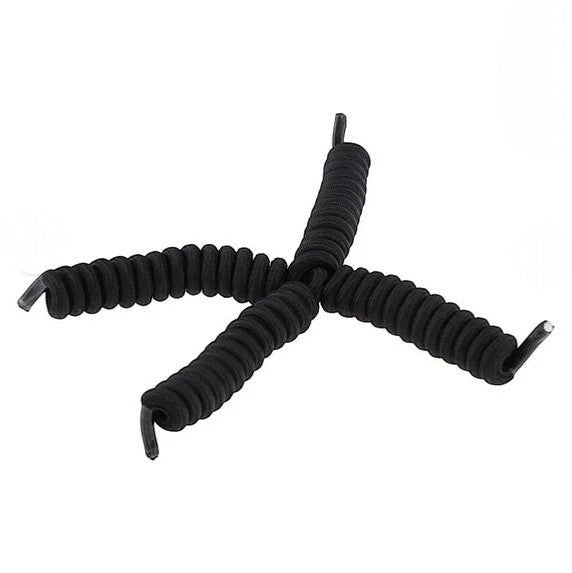 Allen's Bootery black coiled no-tie spring shoe laces for easy slip-on convenience