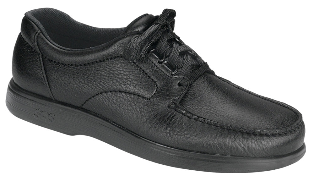 Allen's Bootery black leather SAS Bout Time lace-up loafer with moccasin construction and flexible shock-absorbing sole