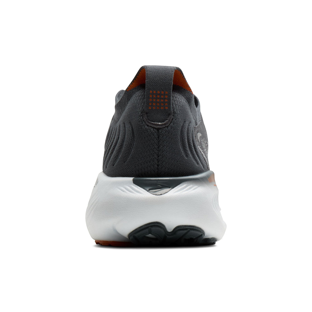 Allen's Bootery Brooks Adrenaline 25 running shoe in turbulence, brown, and grey, rear view showing heel cushioning.