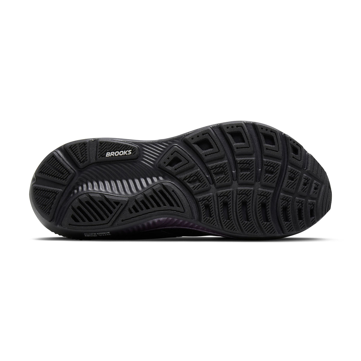 Allen's Bootery Brooks Ghost 18 women's road running shoe black RoadTack rubber outsole view