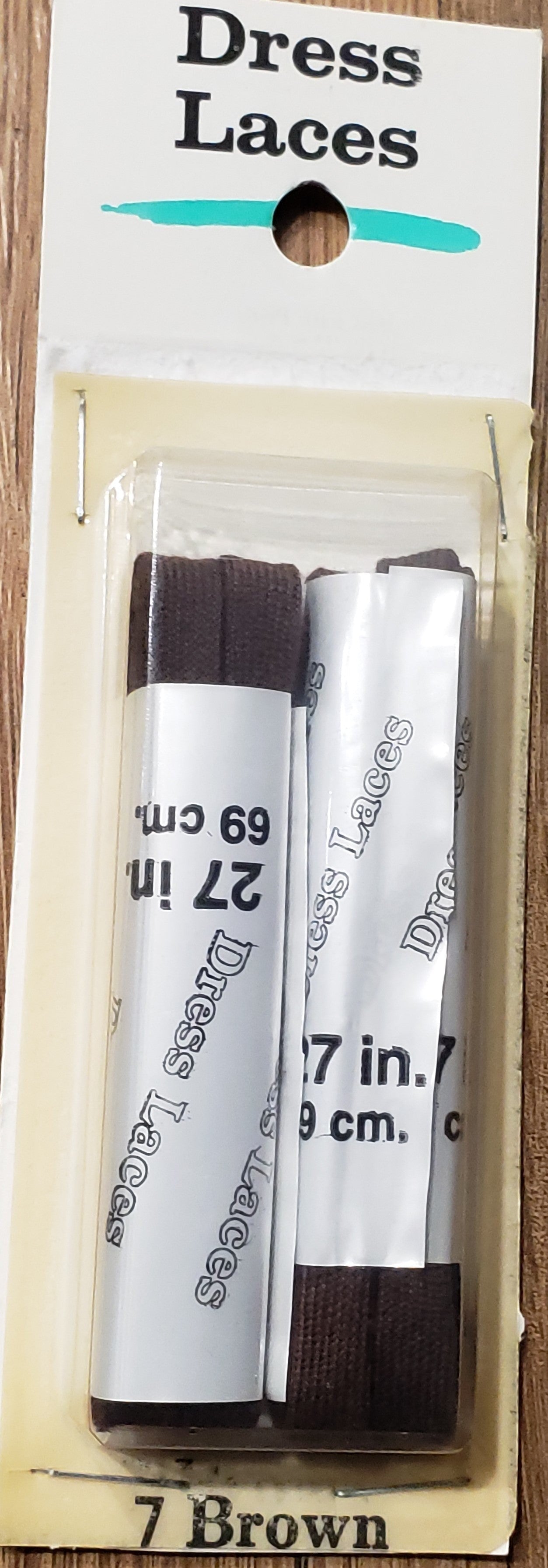 Allen's Bootery 27-inch brown flat dress shoe laces in original retail packaging
