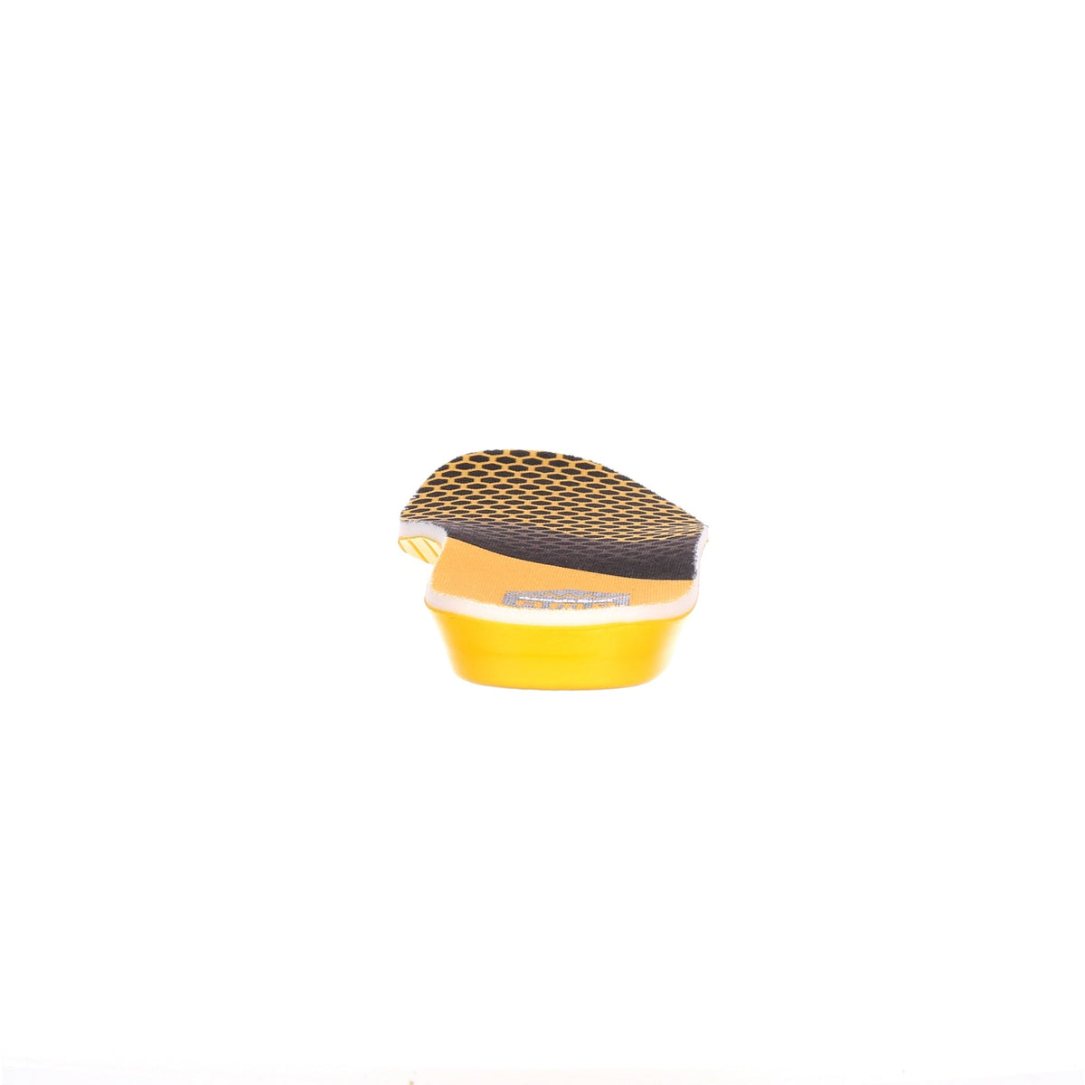 Allen's Bootery Georgia Boot AMP memory foam insole with yellow heel cup and black honeycomb pattern top view
