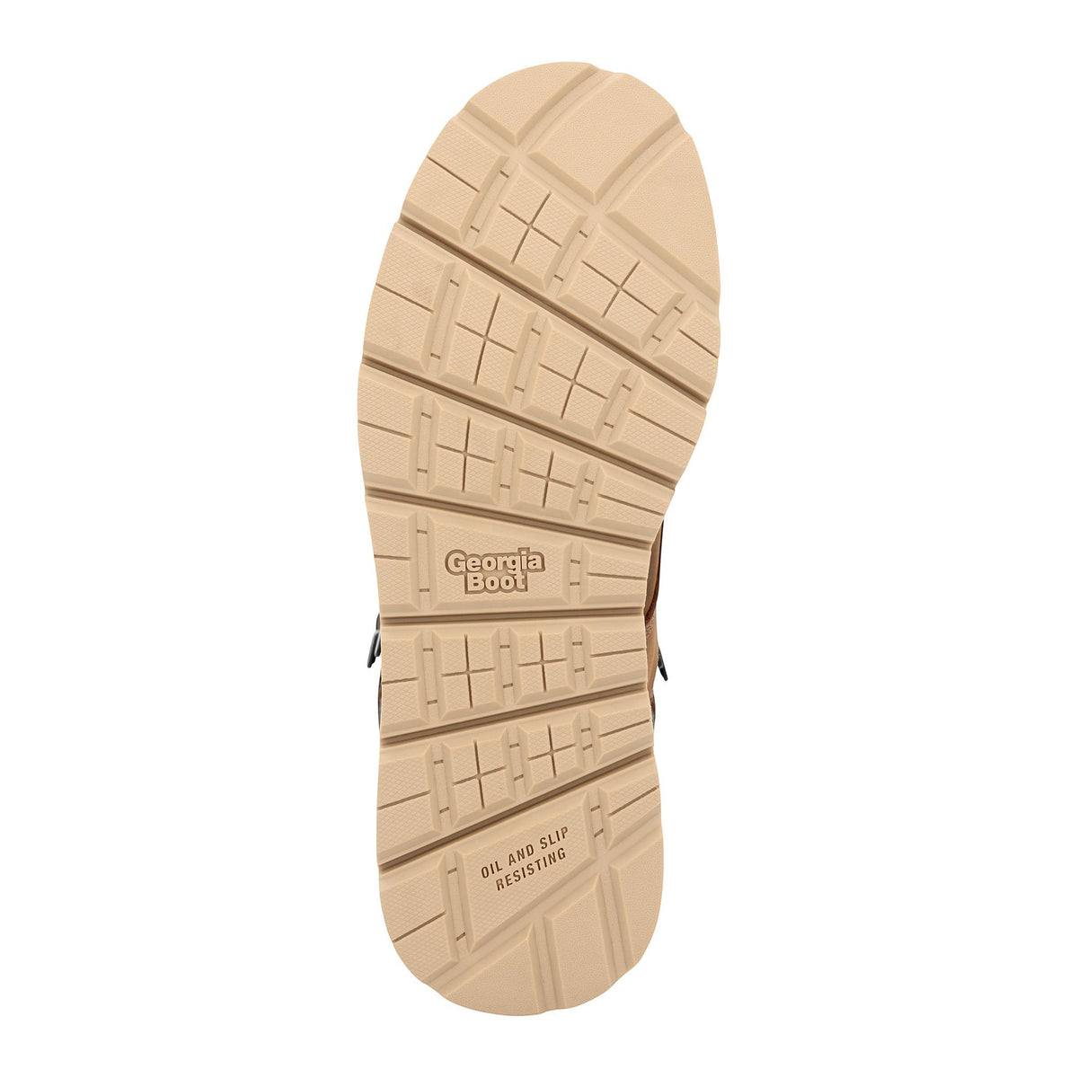 Allen's Bootery Georgia Boot Carbon Flex Wedge waterproof work boot sole with oil and slip resisting tread pattern.