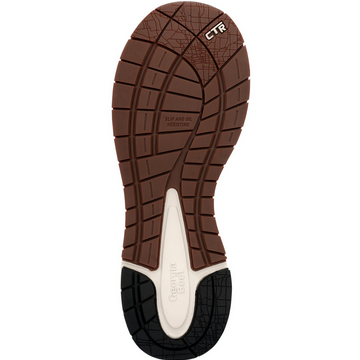 Allen's Bootery Georgia Boot DuraBlend work boot outsole featuring brown slip-resistant rubber and white midsole