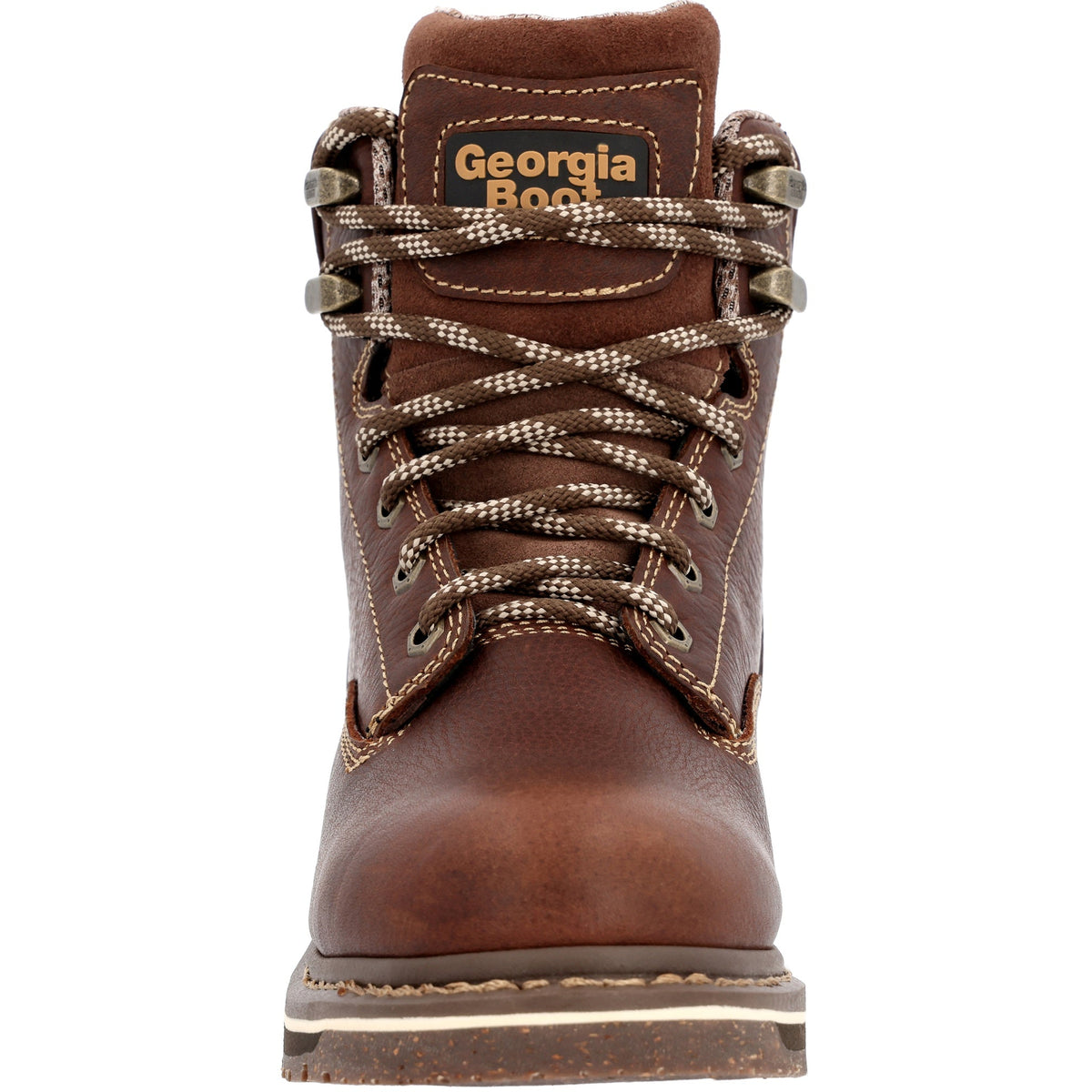 Allen's Bootery Georgia Boot women's brown full-grain leather waterproof alloy toe work boot with lace-up front
