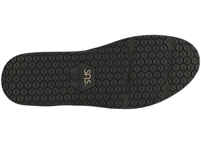 Allen's Bootery Gretchen dark brown boot black rubber outsole with hexagon slip-resistant tread pattern