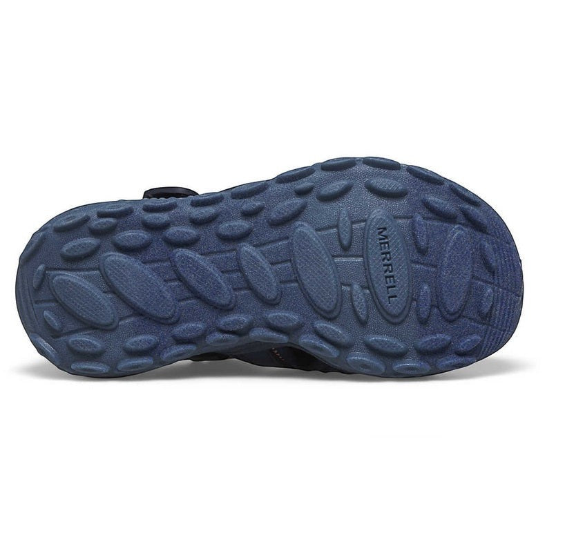 Allen's Bootery Merrell Hydro 2 Jr navy blue sandal outsole with non-marking grip tread pattern