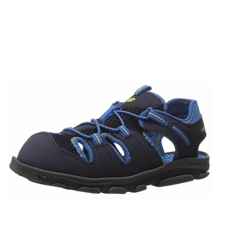 Allen's Bootery Little Kid's Adirondack closed-toe navy and blue rugged sandals with secure bungee lacing