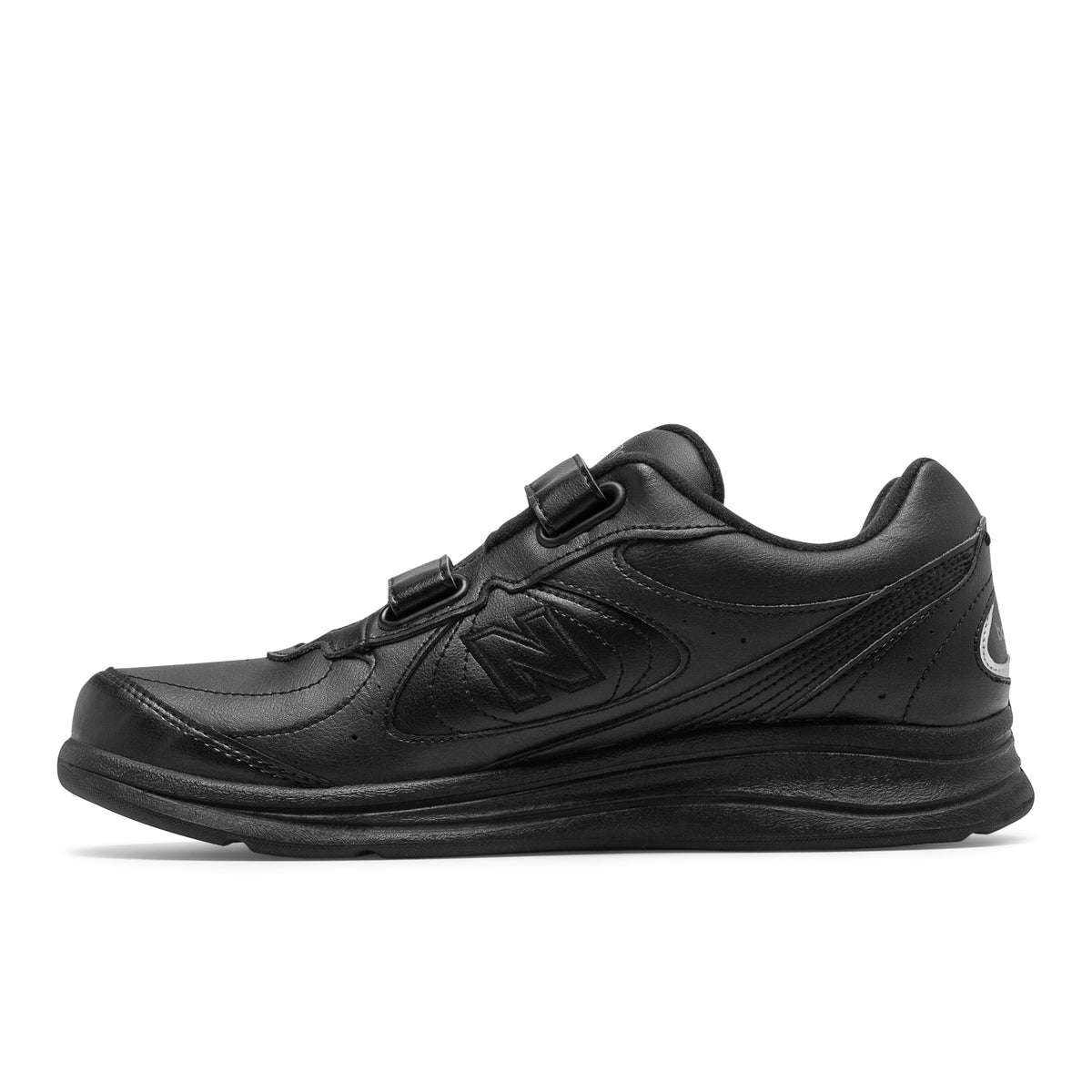 Allen's Bootery New Balance 577 black leather walking shoe with hook and loop closure for men