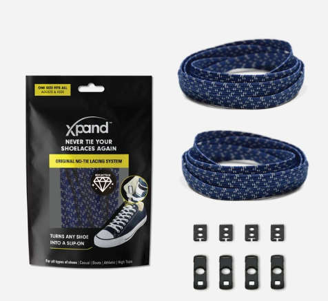 Xpand Laces Original No Tie Navy Blue Reflective