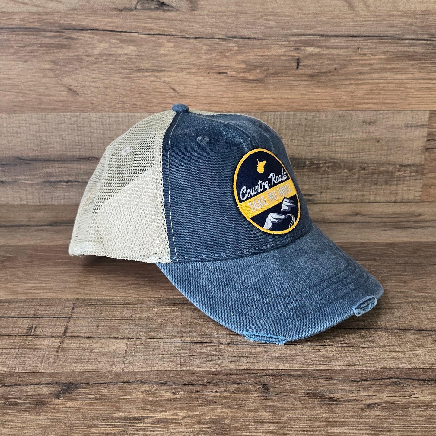Distressed Country Roads Patch Trucker Hat