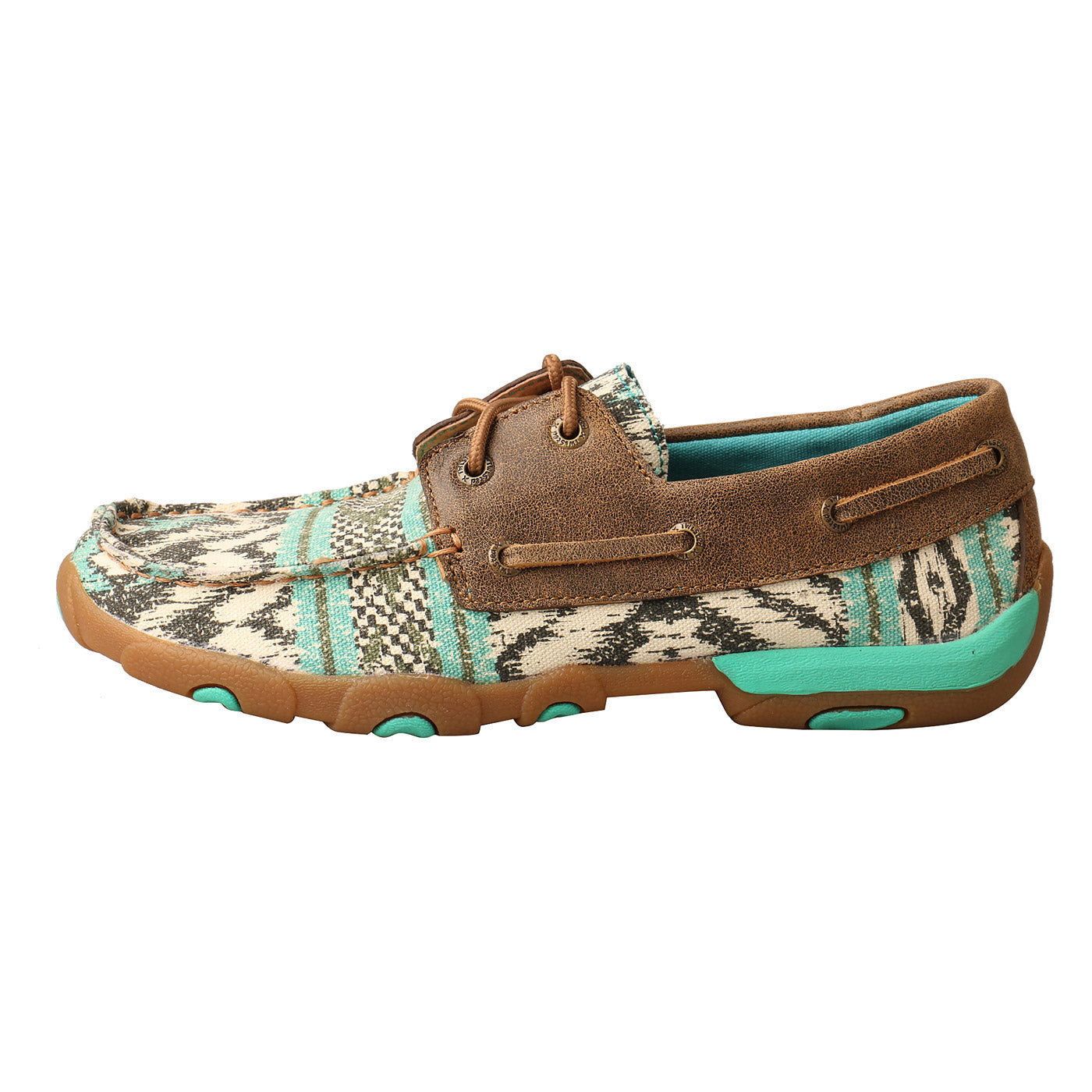 WDM0133 Boat Shoe Drivng Moc - Teal/Gray Bomber