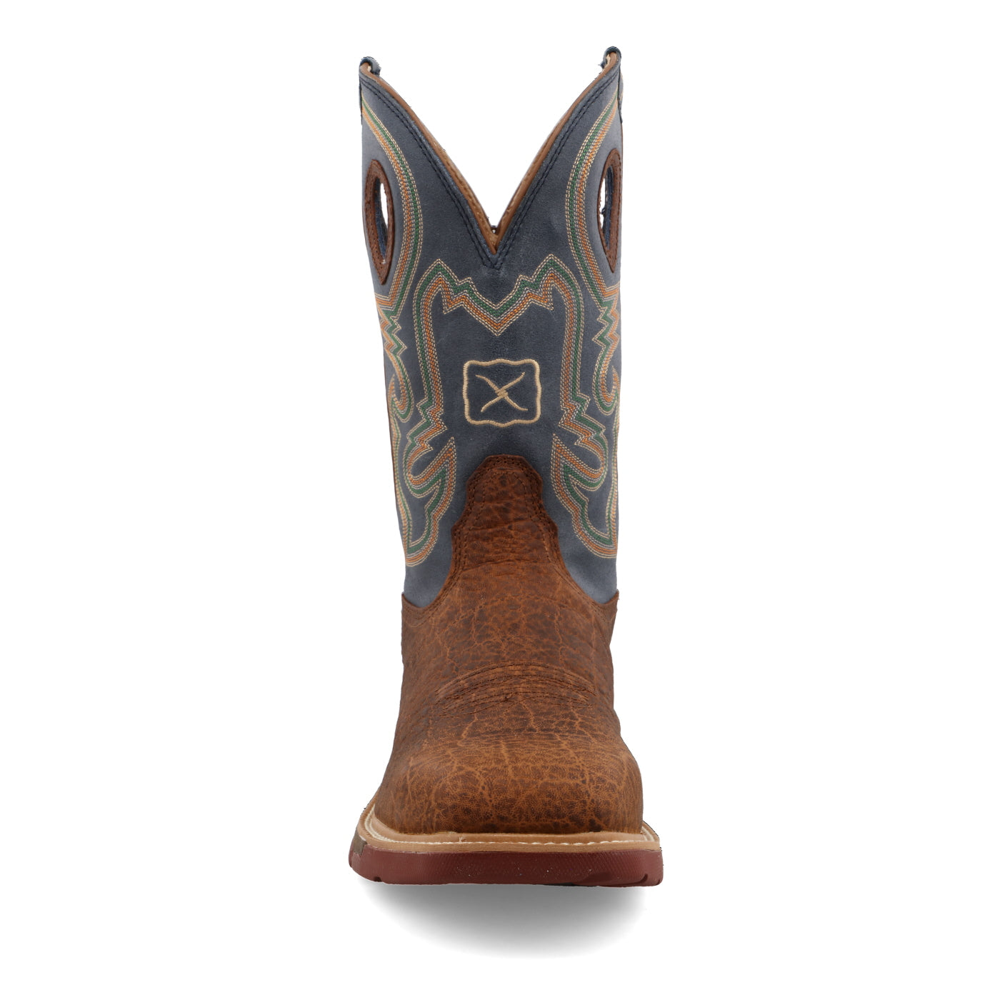 12"  Western Alloy Toe Work Boot  Distressed Saddle & Peacock