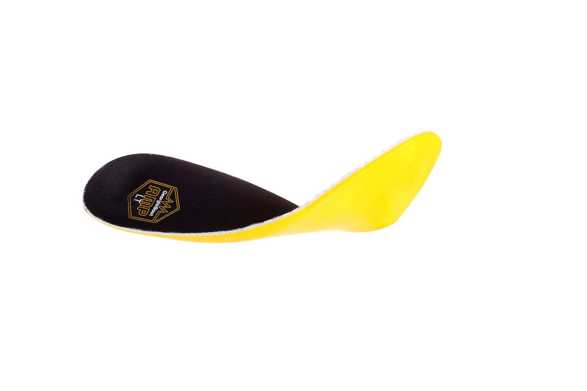 Allen's Bootery Georgia Boot AMP LT memory foam insole with black top layer and yellow polyurethane heel support