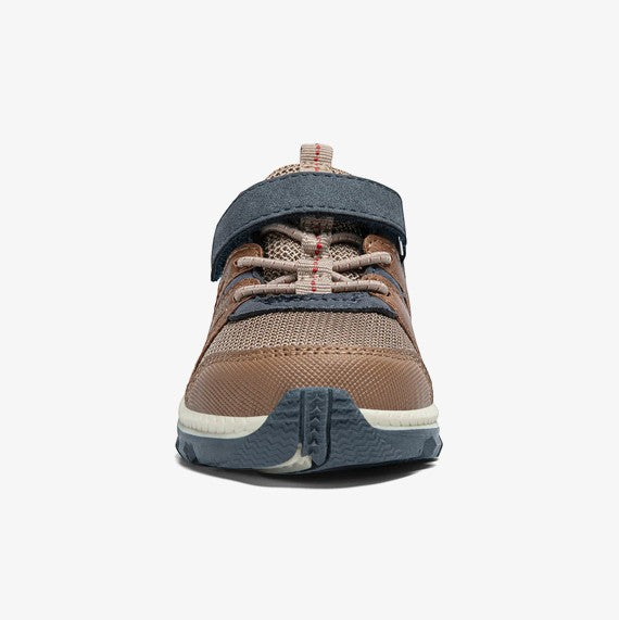 Allen's Bootery Artin 4.0 tan kids sneaker with hook-and-loop strap, mesh upper, and durable athletic sole