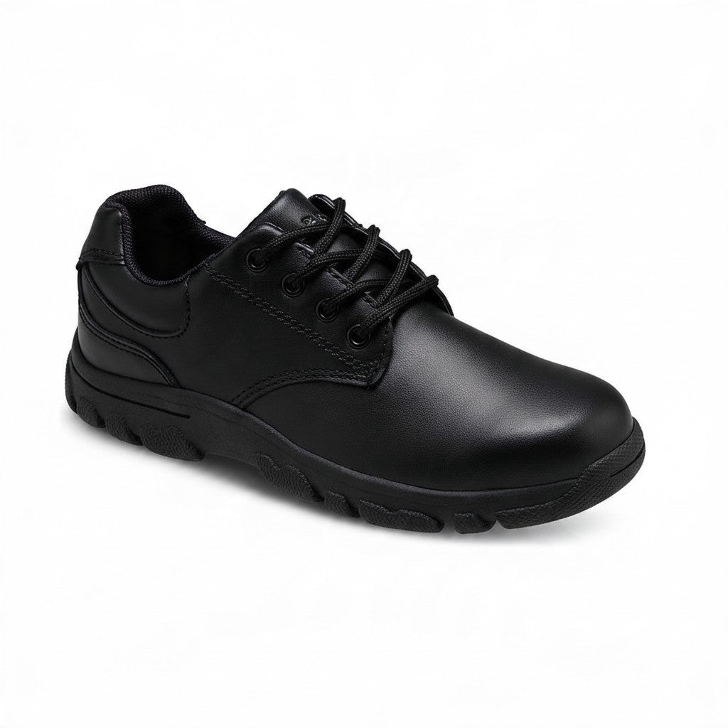 Allen's Bootery black leather lace-up dress shoes for little kids with a comfortable memory foam footbed.