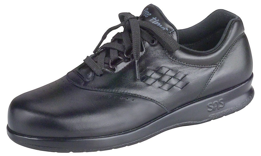 Allen's Bootery SAS Freetime black leather walking shoe with cushioned sole and EZ Lace system