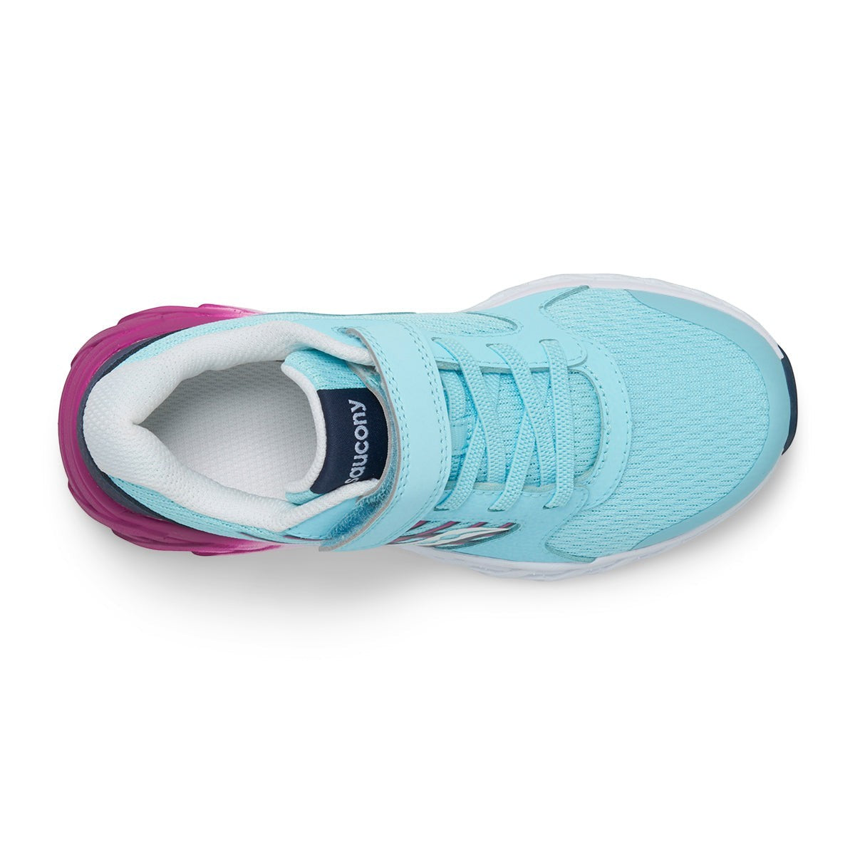 Allen's Bootery Little Kid's Wind A/C 2.0 sneaker in blue and pink with mesh upper and alternative closure