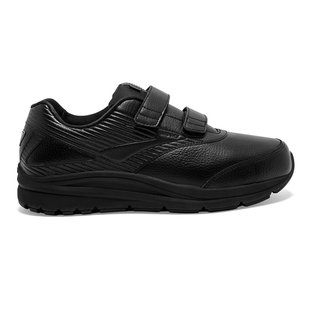 Allen's Bootery Brooks Addiction Walker V-Strap 2 men's black walking shoe with dual hook-and-loop closure straps