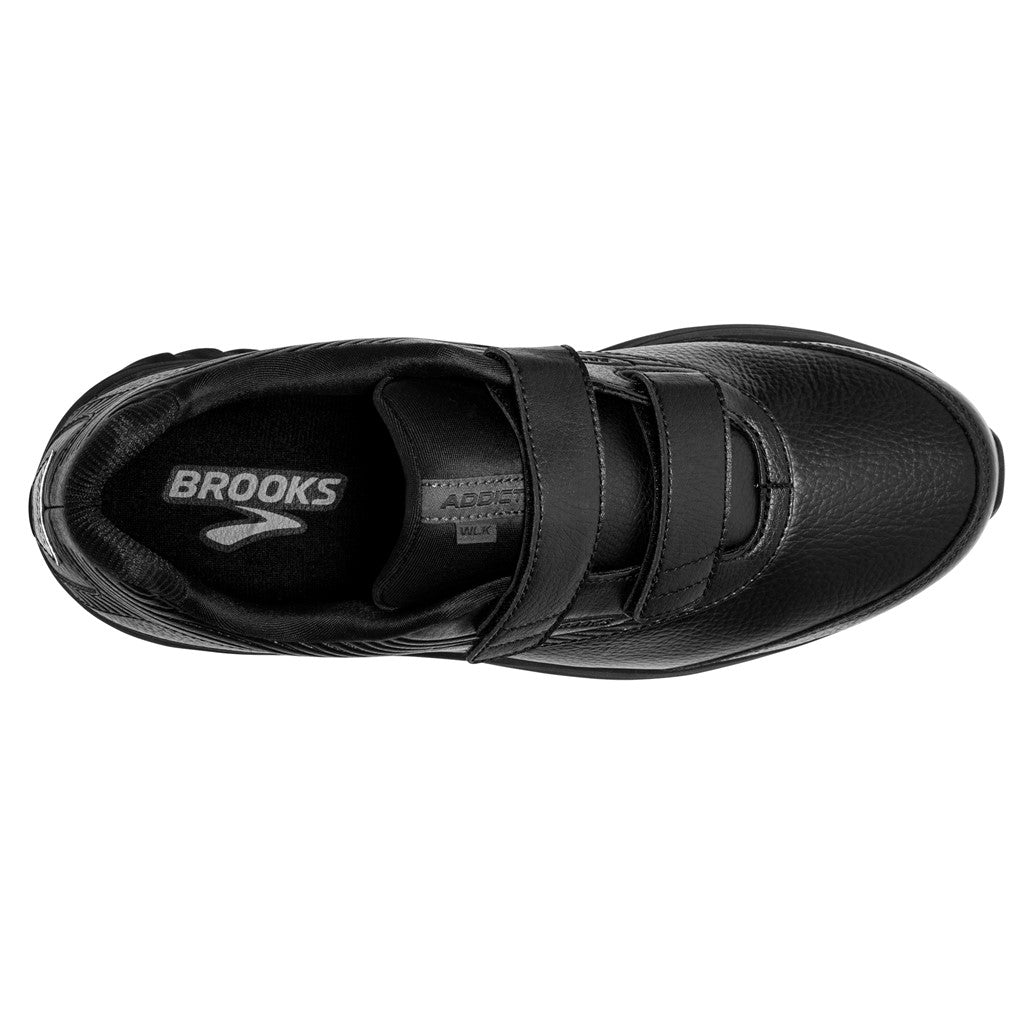 Allen's Bootery Brooks Addiction Walker V-Strap 2 black walking shoe with hook-and-loop closure, top view