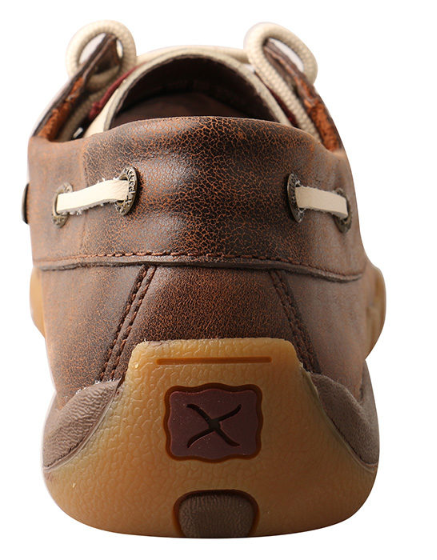 Allen's Bootery Twisted X VFW patriotic driving moc in brown leather with cream laces and rubber heel detail