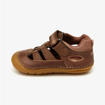 Allen's Bootery Stride Rite Sonny brown leather toddler sneaker sandal with hook-and-loop closure and rubber sole