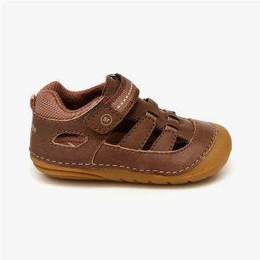 Allen's Bootery Stride Rite brown leather toddler sneaker sandal with hook-and-loop closure and rubber sole