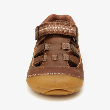 Allen's Bootery Stride Rite Sonny brown toddler sneaker sandal with hook-and-loop closure and durable rubber sole