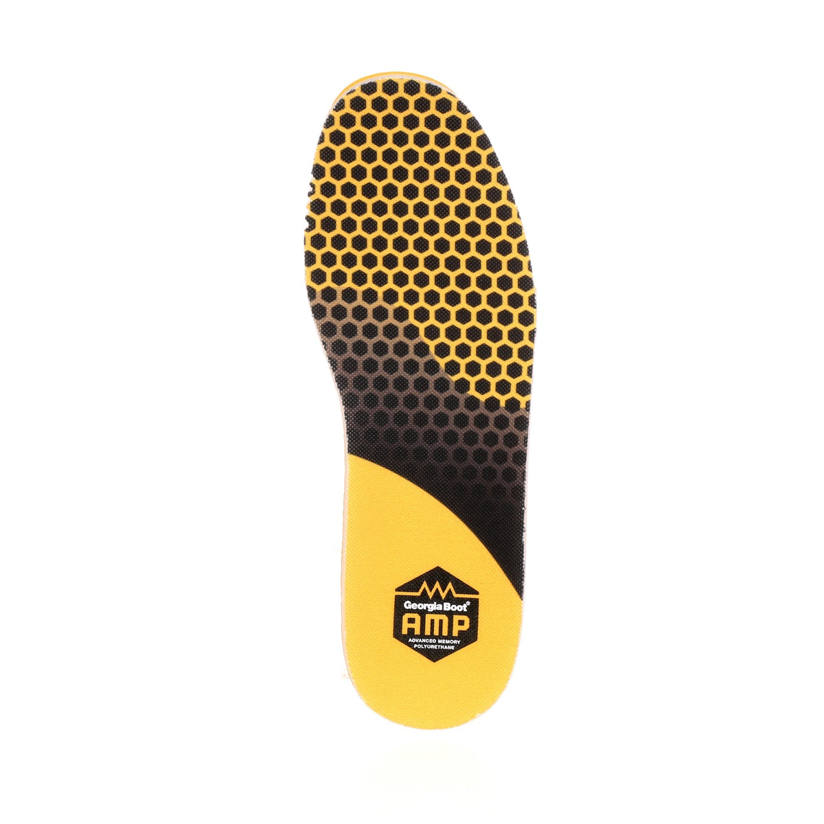 Allen's Bootery Georgia Boot AMP memory foam boot insole with yellow and black honeycomb pattern