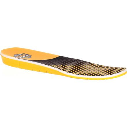 Allen's Bootery Georgia Boot AMP memory foam boot insoles with yellow and black honeycomb pattern and heel support.