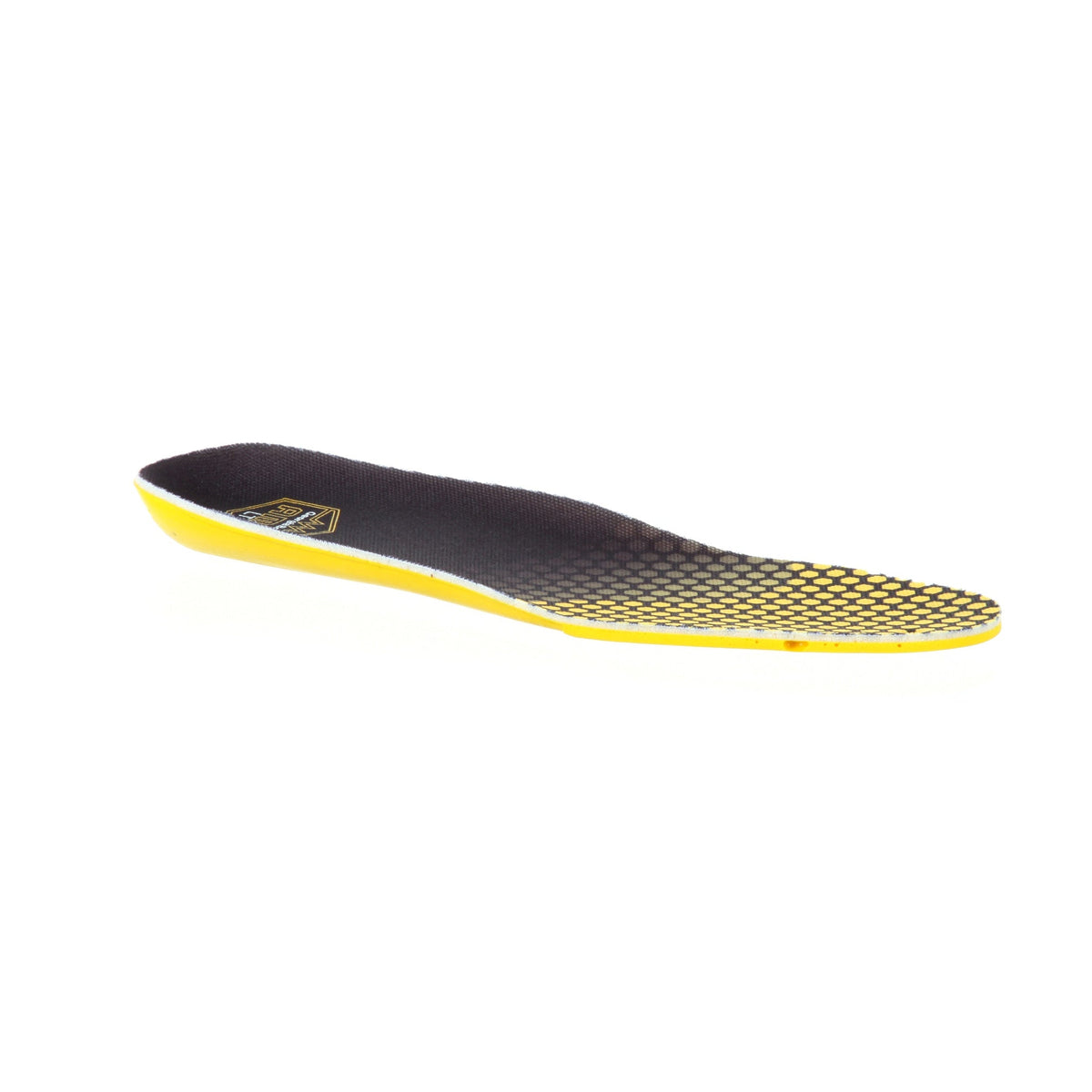 Allen's Bootery Georgia Boot AMP Lite memory foam insole with yellow base and black honeycomb pattern top