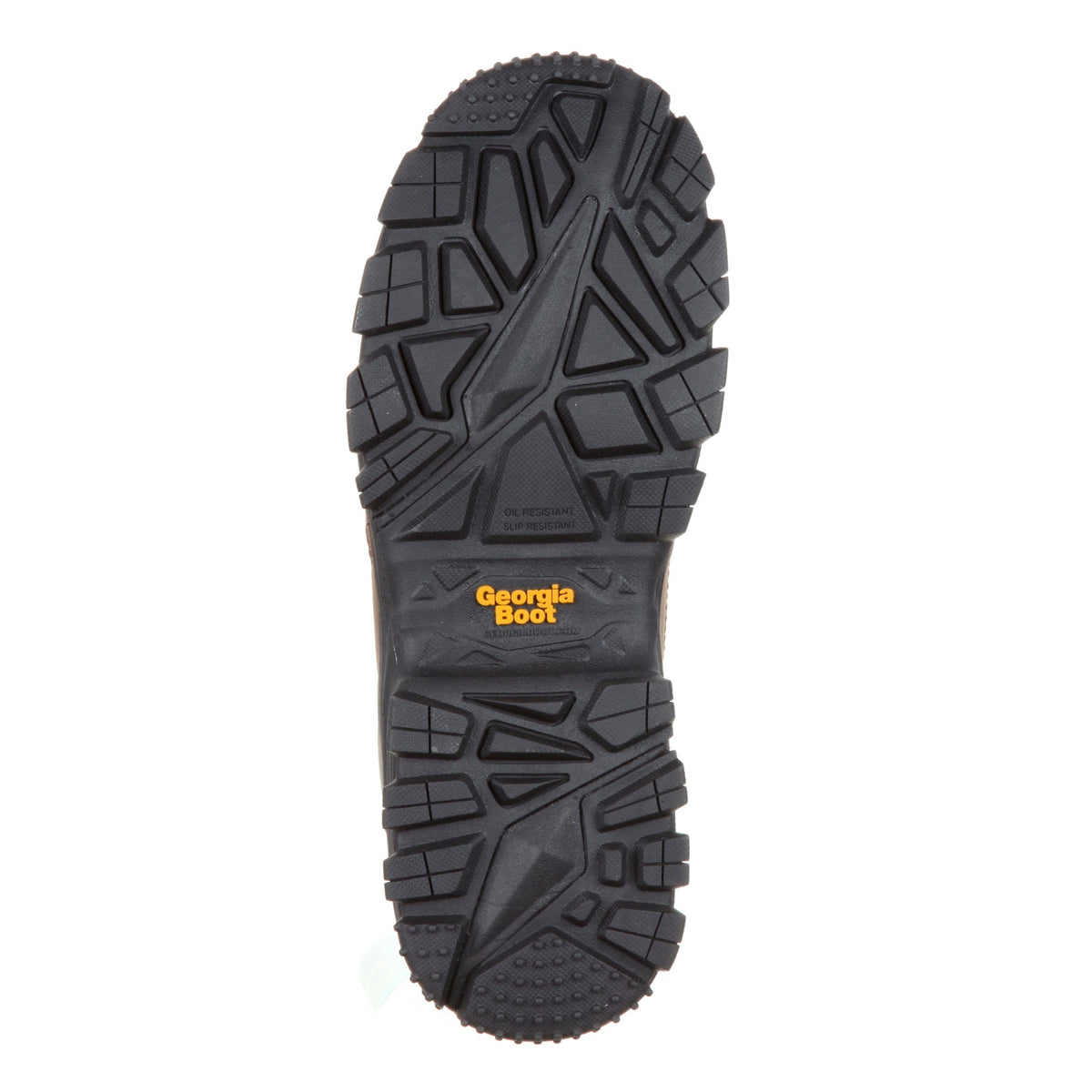 Allen's Bootery Georgia Boot women's work boot black oil and slip-resistant rubber lugged outsole view