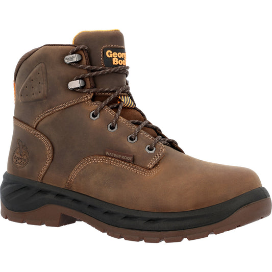 Allen's Bootery Georgia Boot men's brown waterproof work boot with alloy safety toe and durable rubber outsole