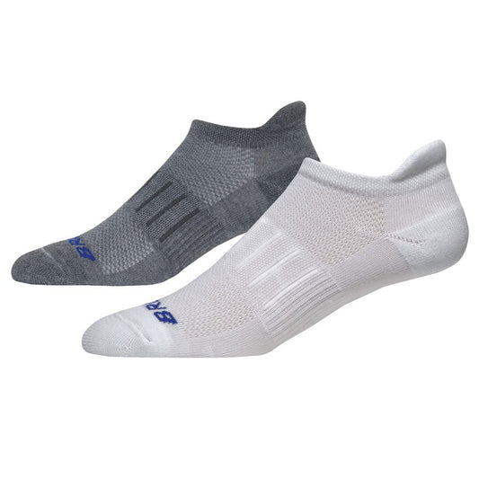 Allen's Bootery Ghost 2-pack athletic socks in white and grey with mesh ventilation and cushioned heel and toe