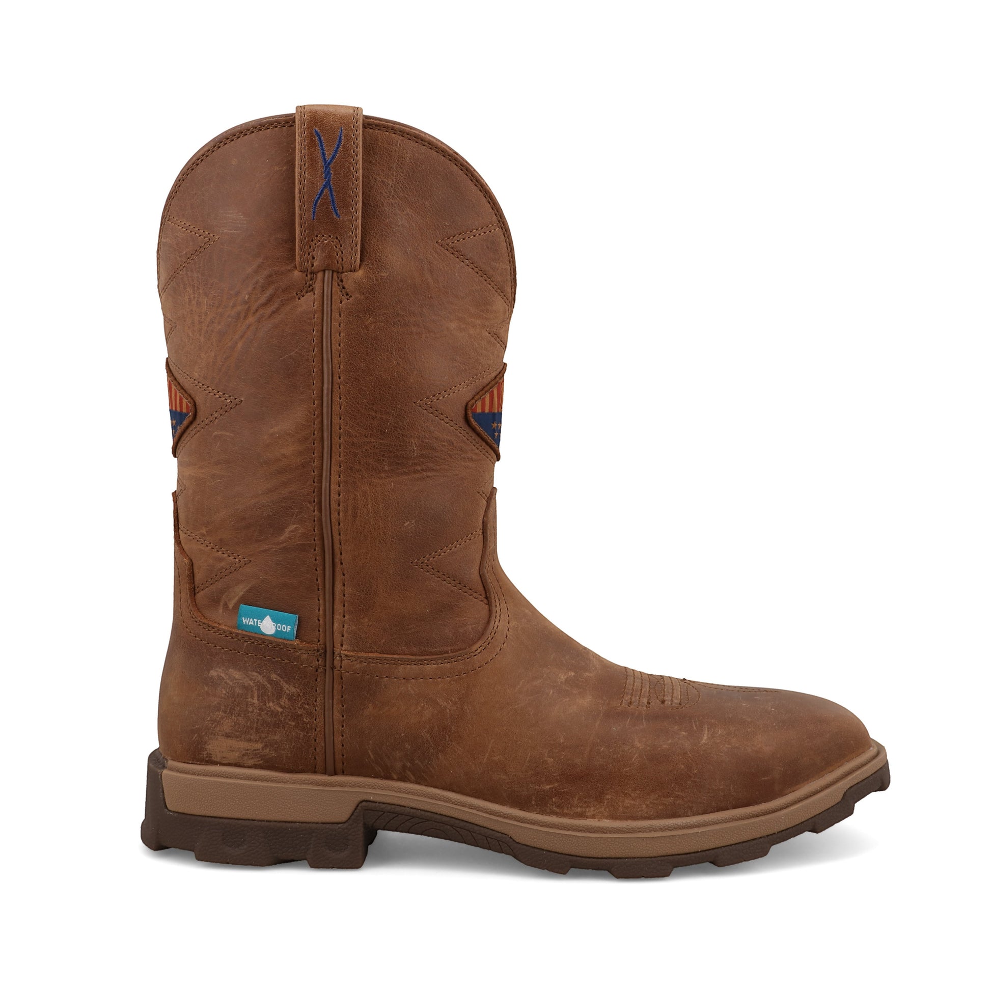 Allen's Bootery 11-inch UltraLite X waterproof work boot in ginger leather with Nano toe and durable rubber outsole.