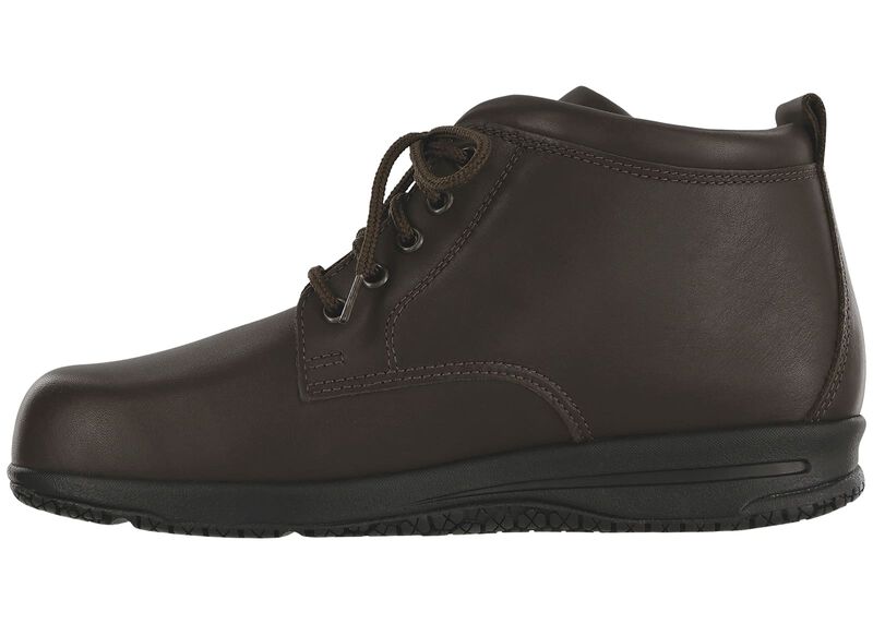 Allen's Bootery Gretchen dark brown water-resistant leather lace-up ankle boot with slip-resistant sole
