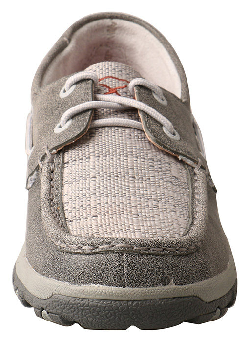 Allen's Bootery grey ecoTWX tweed and leather boat shoe driving moc with comfortable CellStretch technology