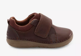 Allen's Bootery Jodie infant leather shoes in dark brown with hook-and-loop closure and flexible rubber sole